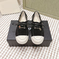 CHANEL 25S MOASINS IN BLACK AND LIGHT GREY SUEDE