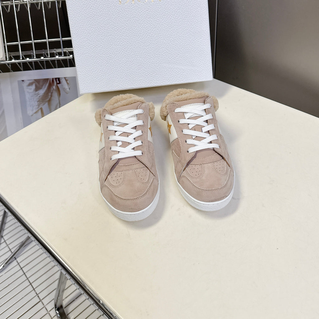 DIOR 25S  STAR SNEAKERS IN NUDE PINK SUEDE AND WOOL