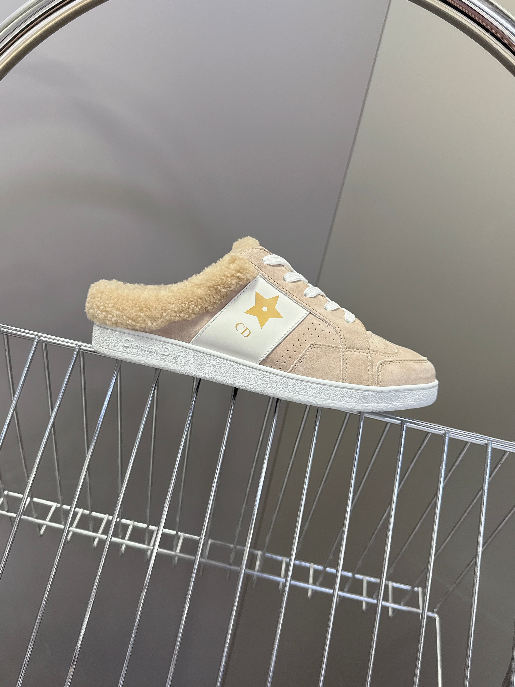 DIOR 25S  STAR SNEAKERS IN NUDE PINK SUEDE AND WOOL