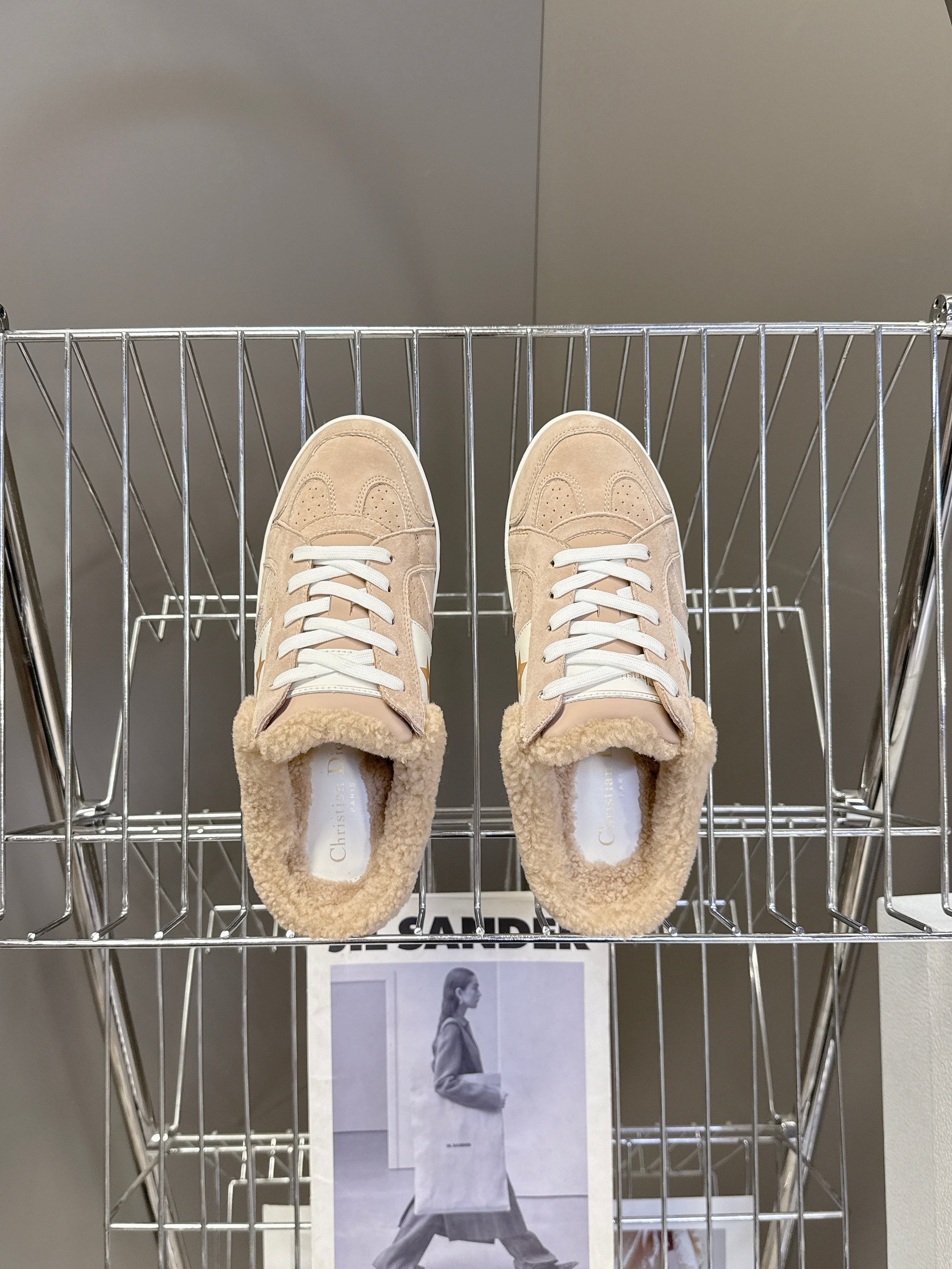 DIOR 25S  STAR SNEAKERS IN NUDE PINK SUEDE AND WOOL