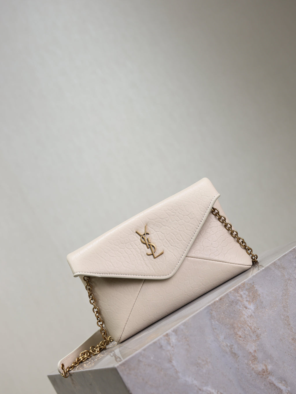 YSL 25S CALYPSO MINI 19 IN BLANC VINTAGE LAMBSKIN GOLD HARDWRE