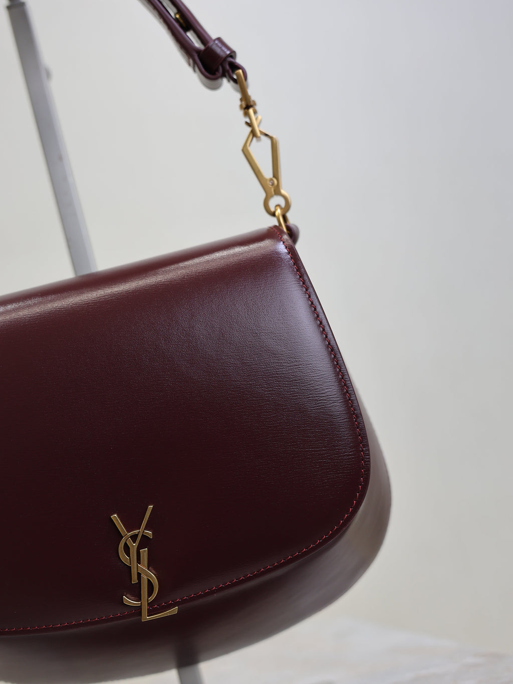 YSL 25S MINI VOLTAIRE 21 IN ROUGE CABERNET CALFSKIN SAINT LAURENT GOLD HARDWARE