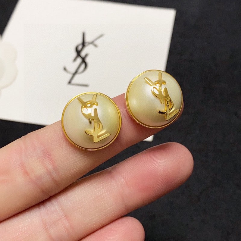 18K YSL White & Red Earrings