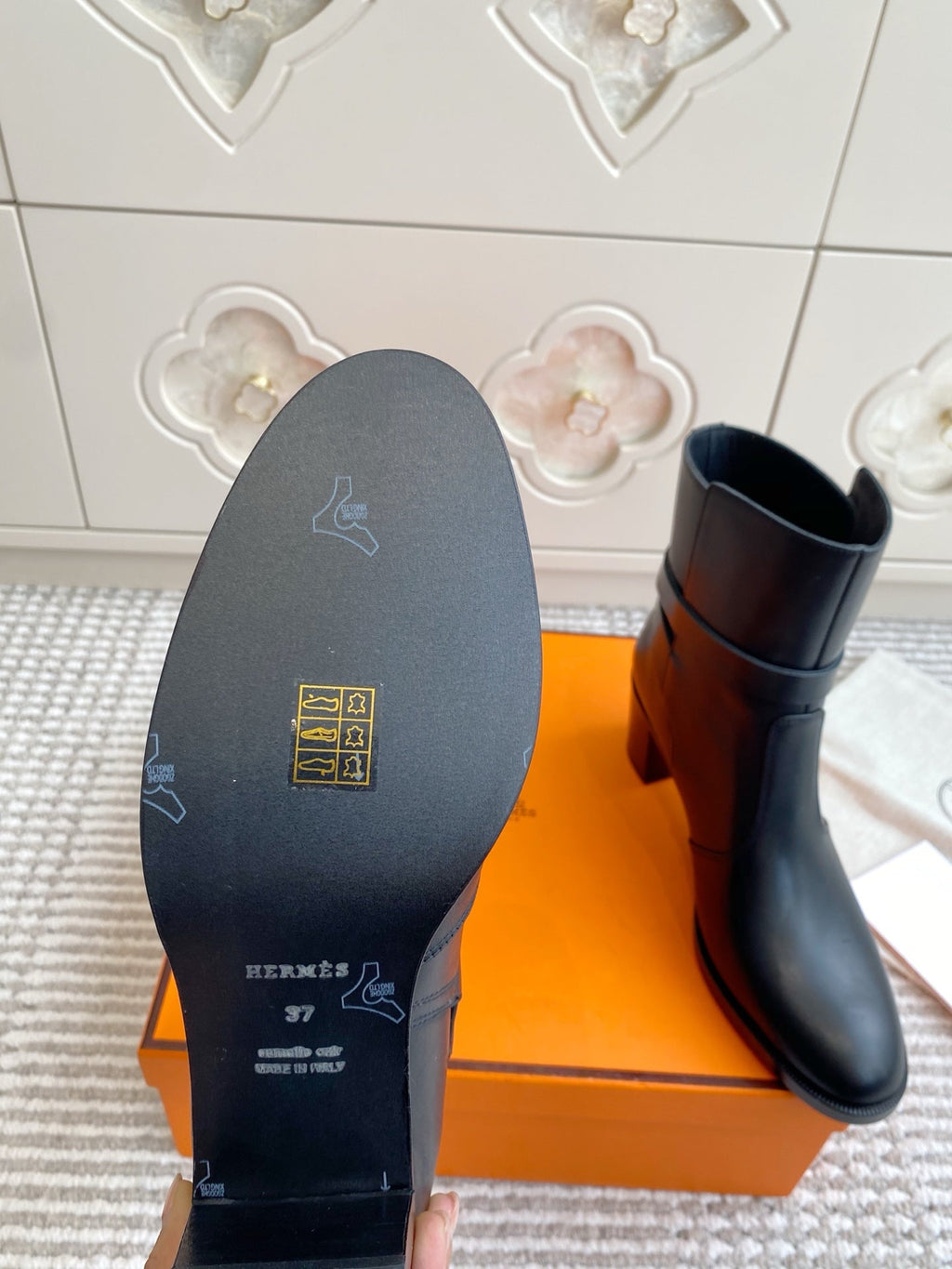 HERMES 25S FRENCHIE 50 ANKLE BOOT 50 MM IN BLACK LAMBSKIN WITH SILVER HARDWARE