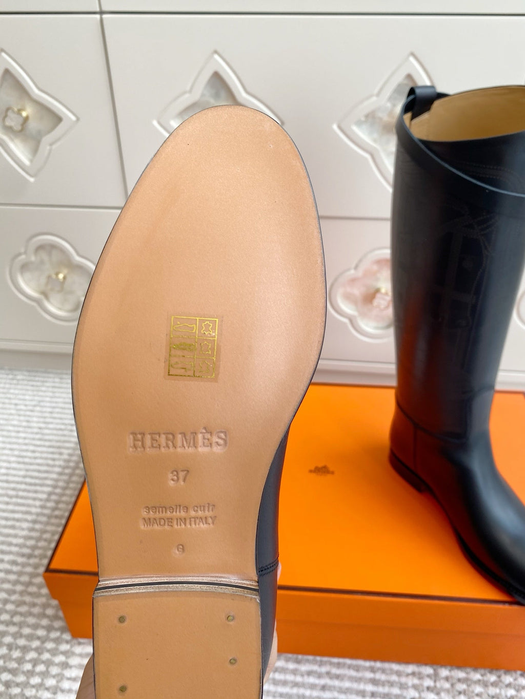 HERMES 25S JUMPING BOOTS IN BLACK LAMBSKIN WITH SILVER HARDWARE