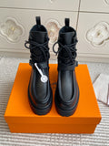 HERMES 25S ANKLE BOOTS IN BLACK LAMBSKIN