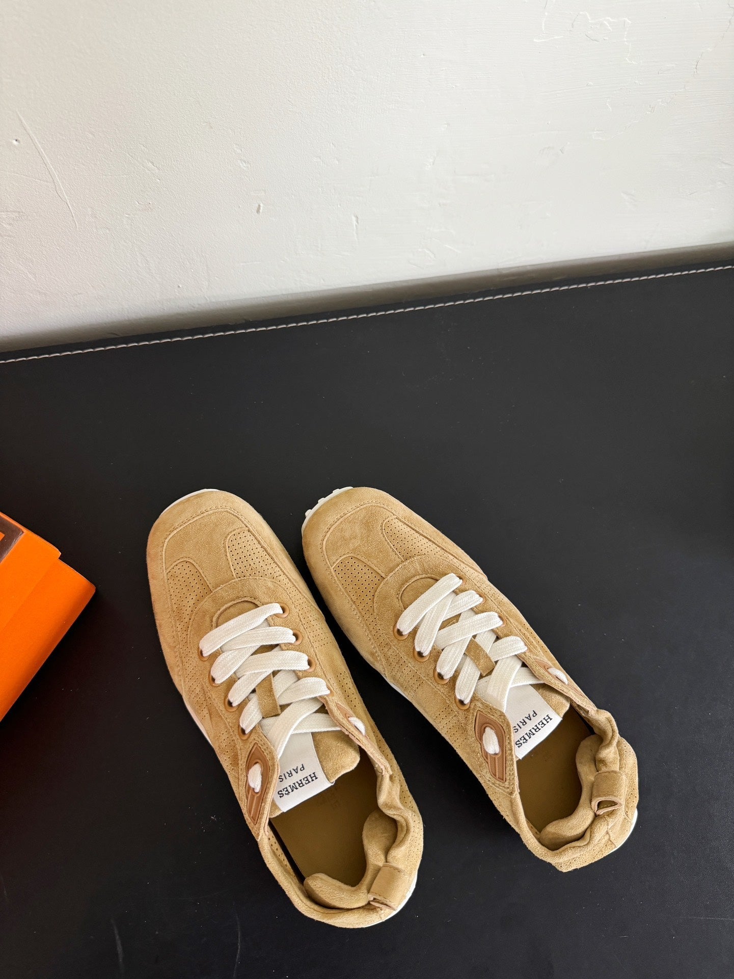 HERMES SKATEBOARD SHOES COPPER COLOR SUEDE
