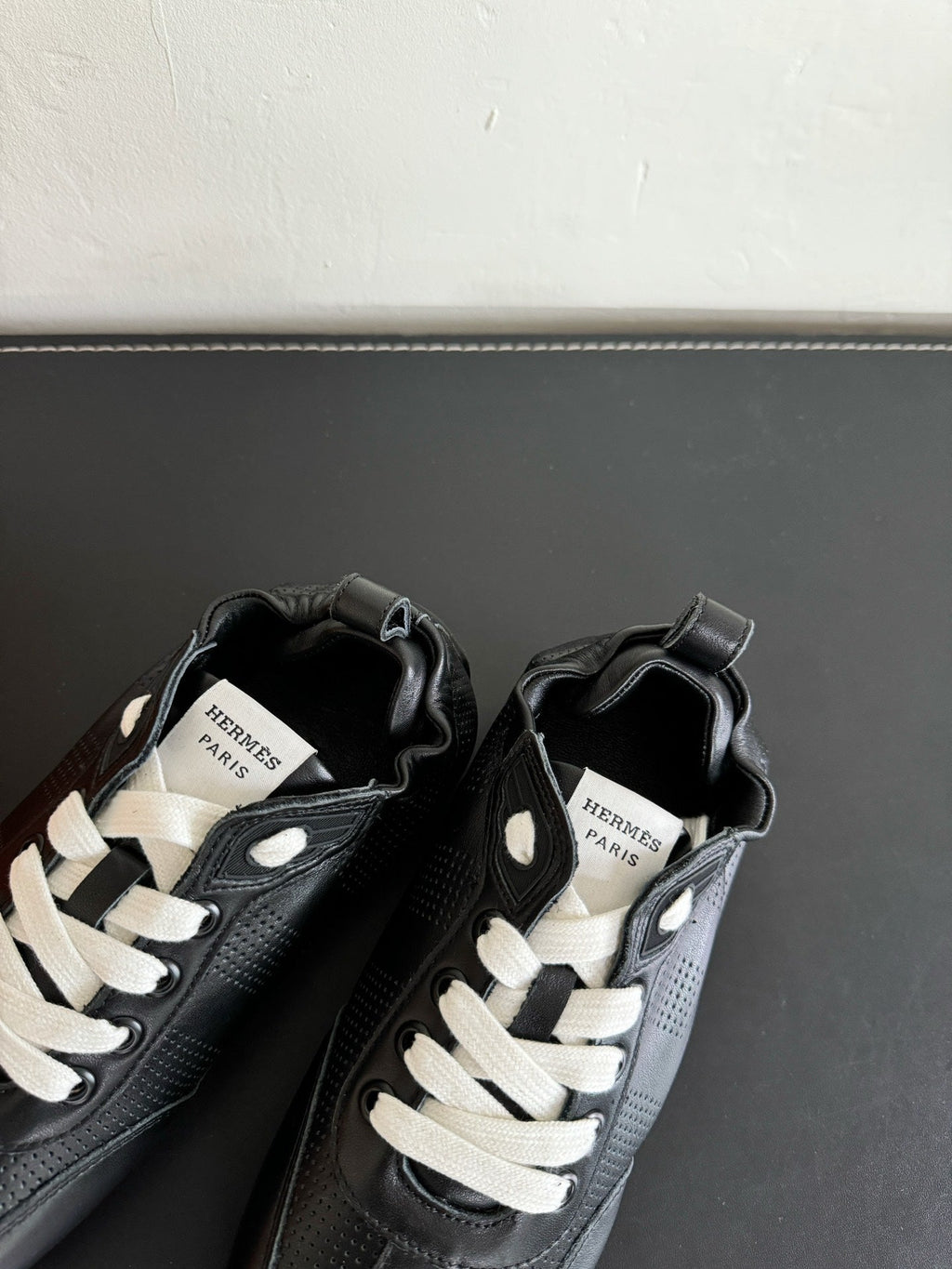 HERMES SKATEBOARD SHOES BLACK CALFSKIN