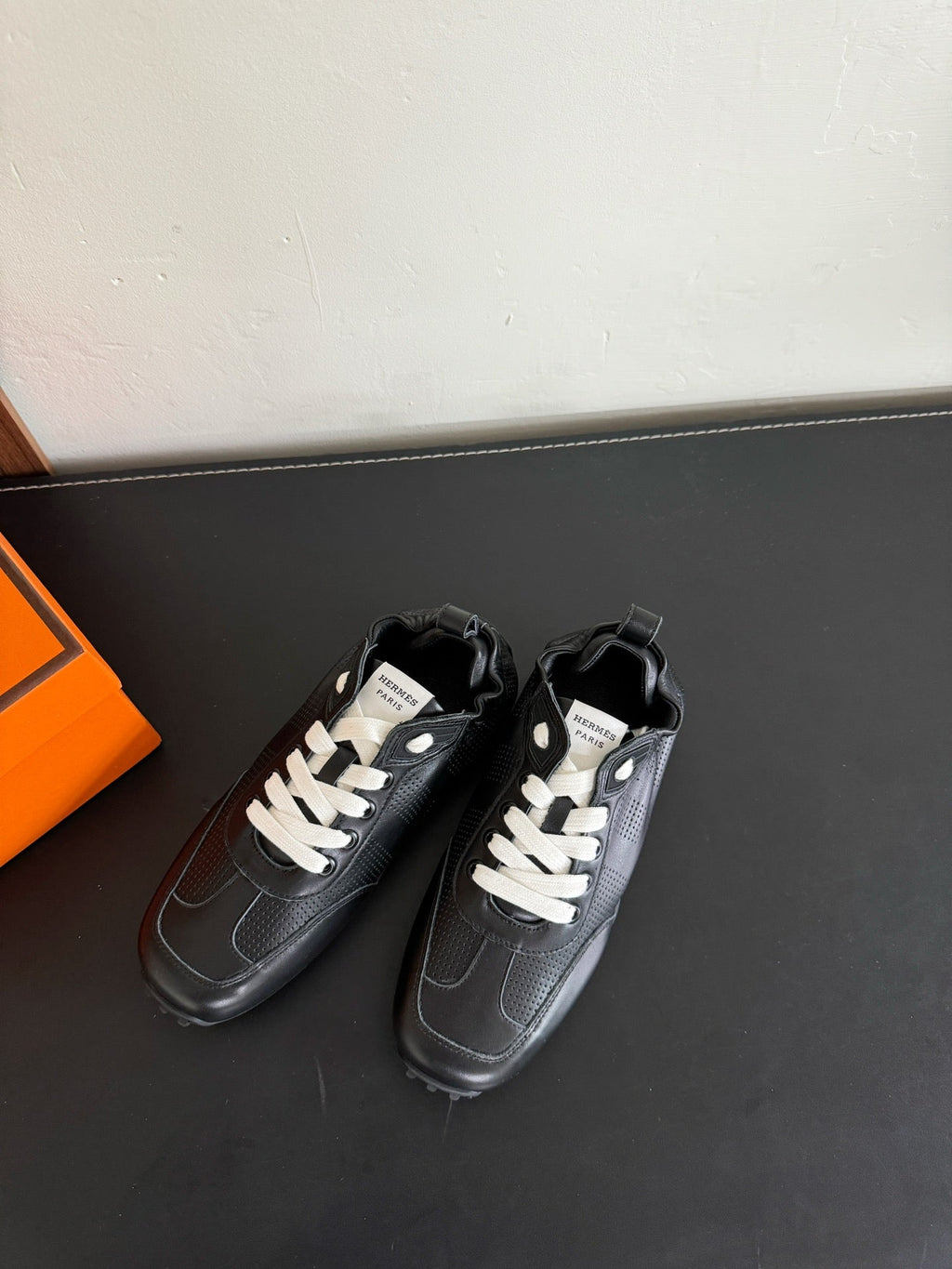 HERMES SKATEBOARD SHOES BLACK CALFSKIN