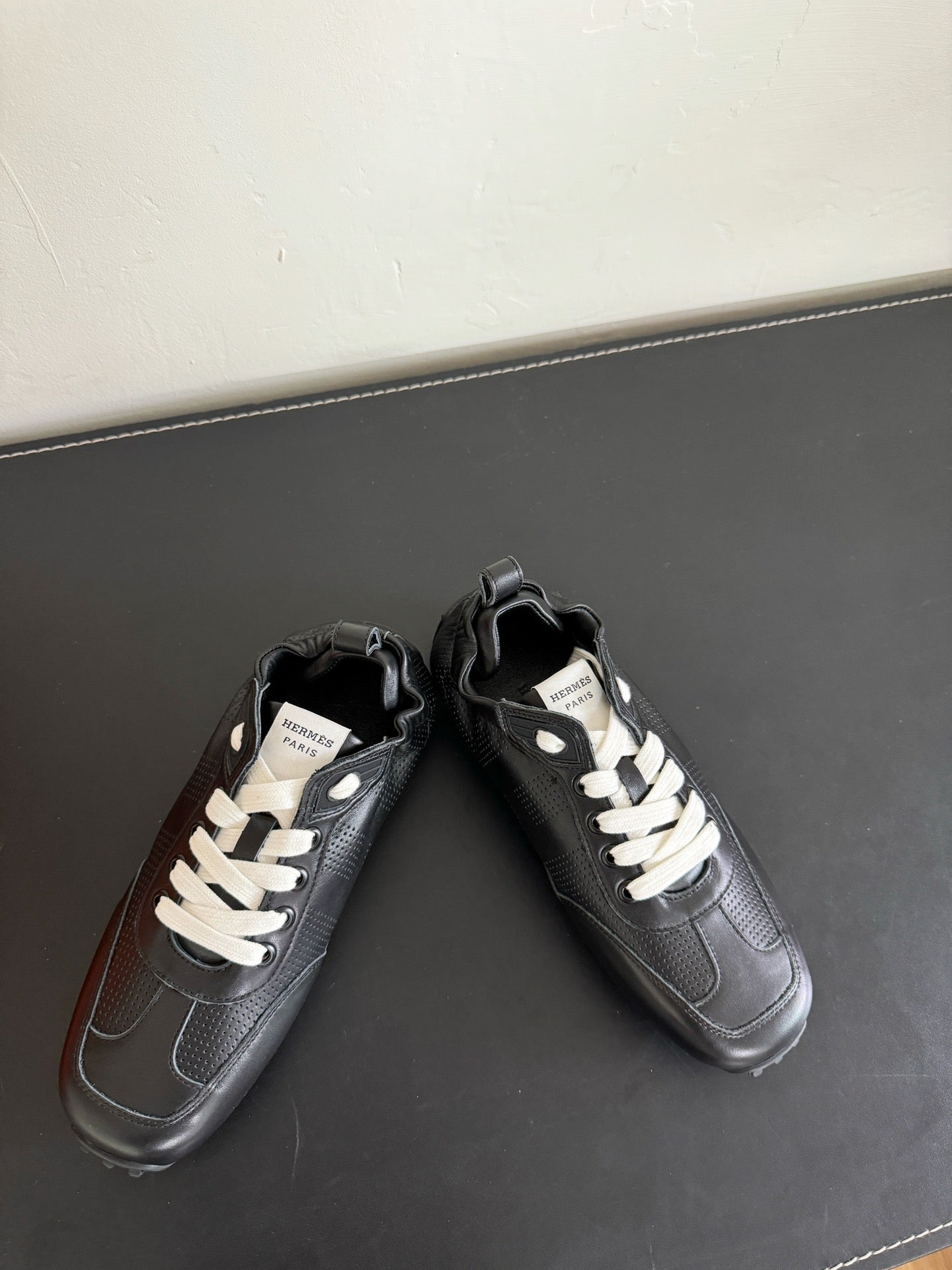 HERMES SKATEBOARD SHOES BLACK CALFSKIN