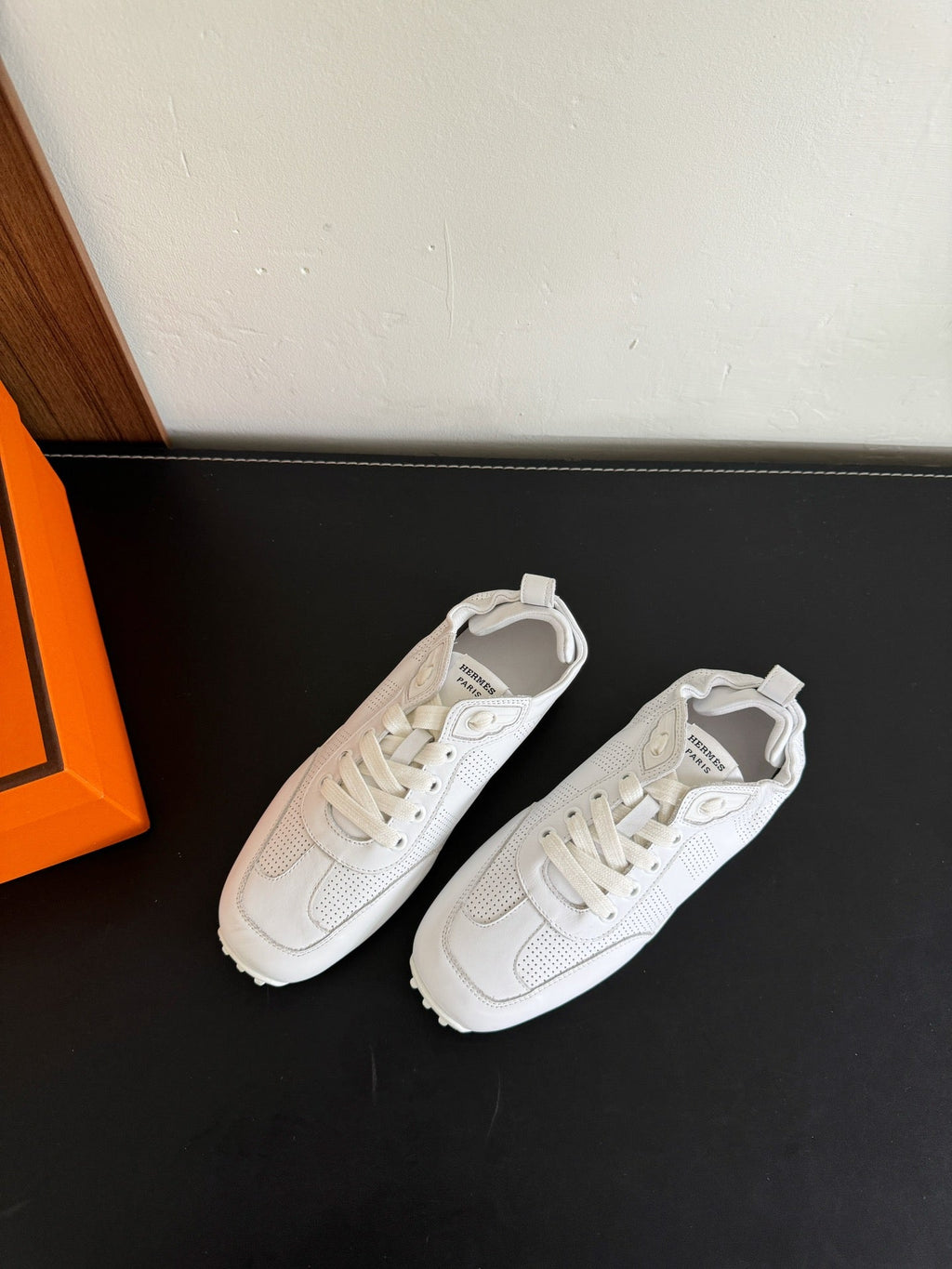 HERMES SKATEBOARD SHOES WHITE CALFSKIN