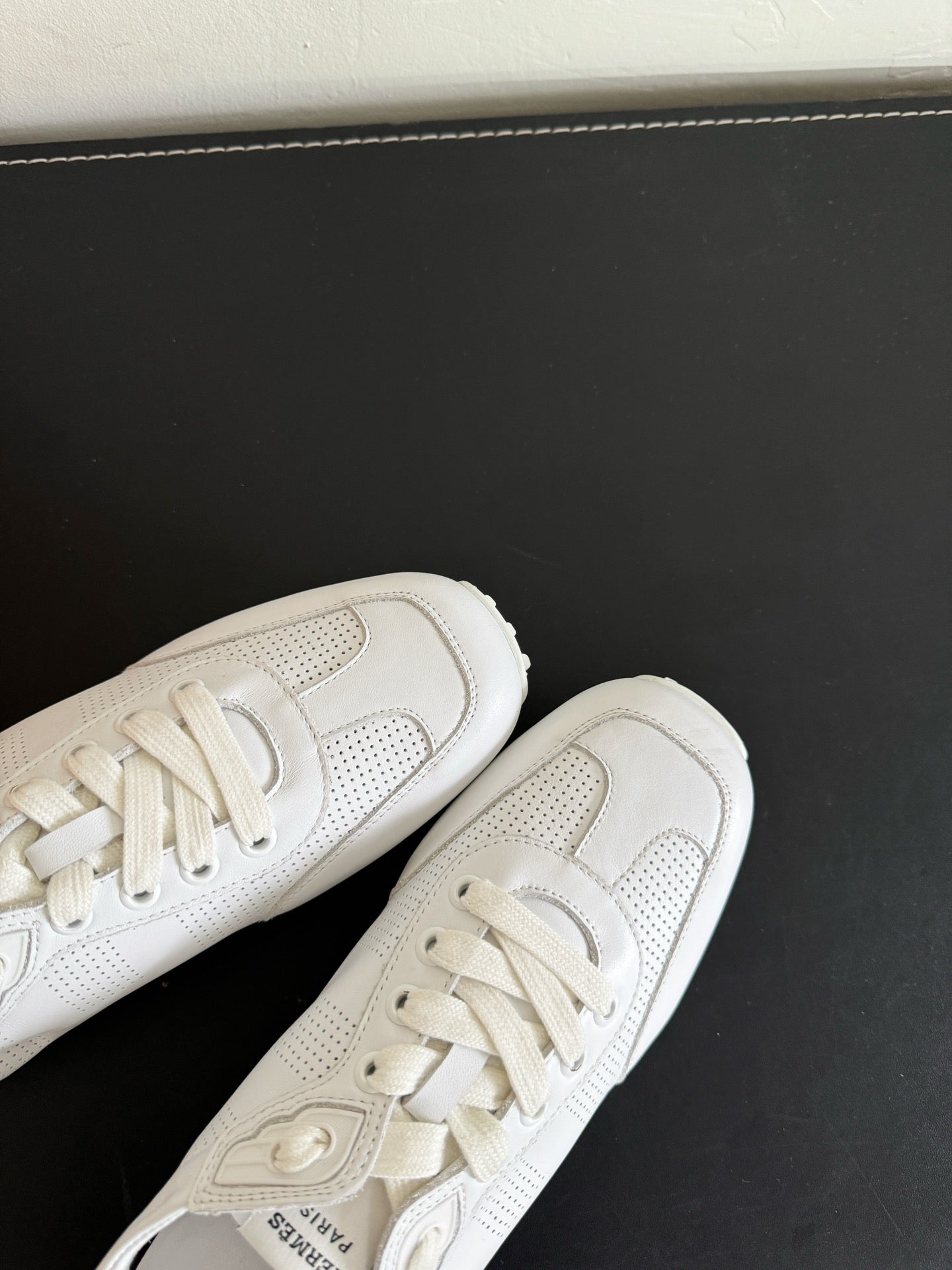 HERMES SKATEBOARD SHOES WHITE CALFSKIN
