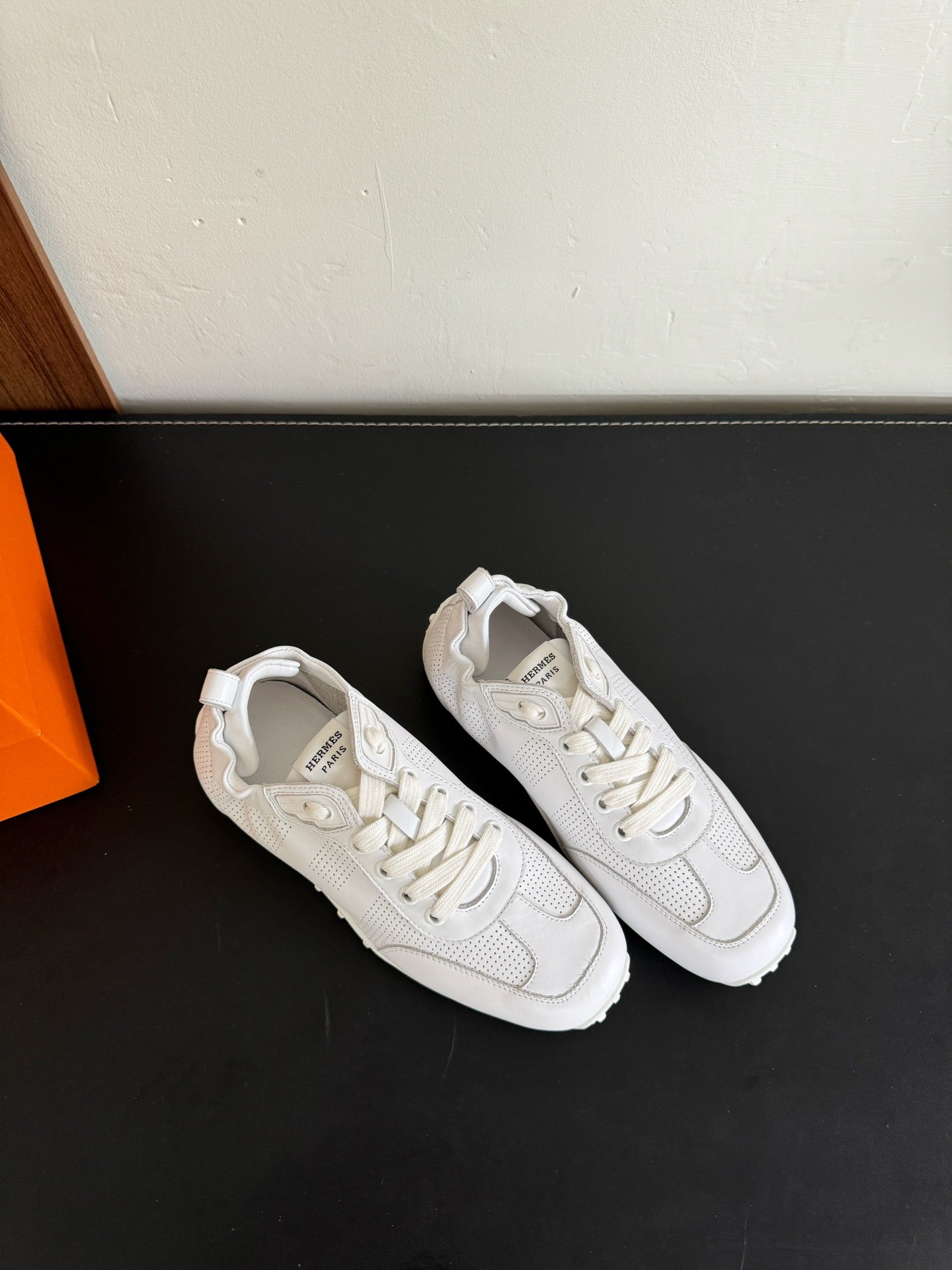 HERMES SKATEBOARD SHOES WHITE CALFSKIN