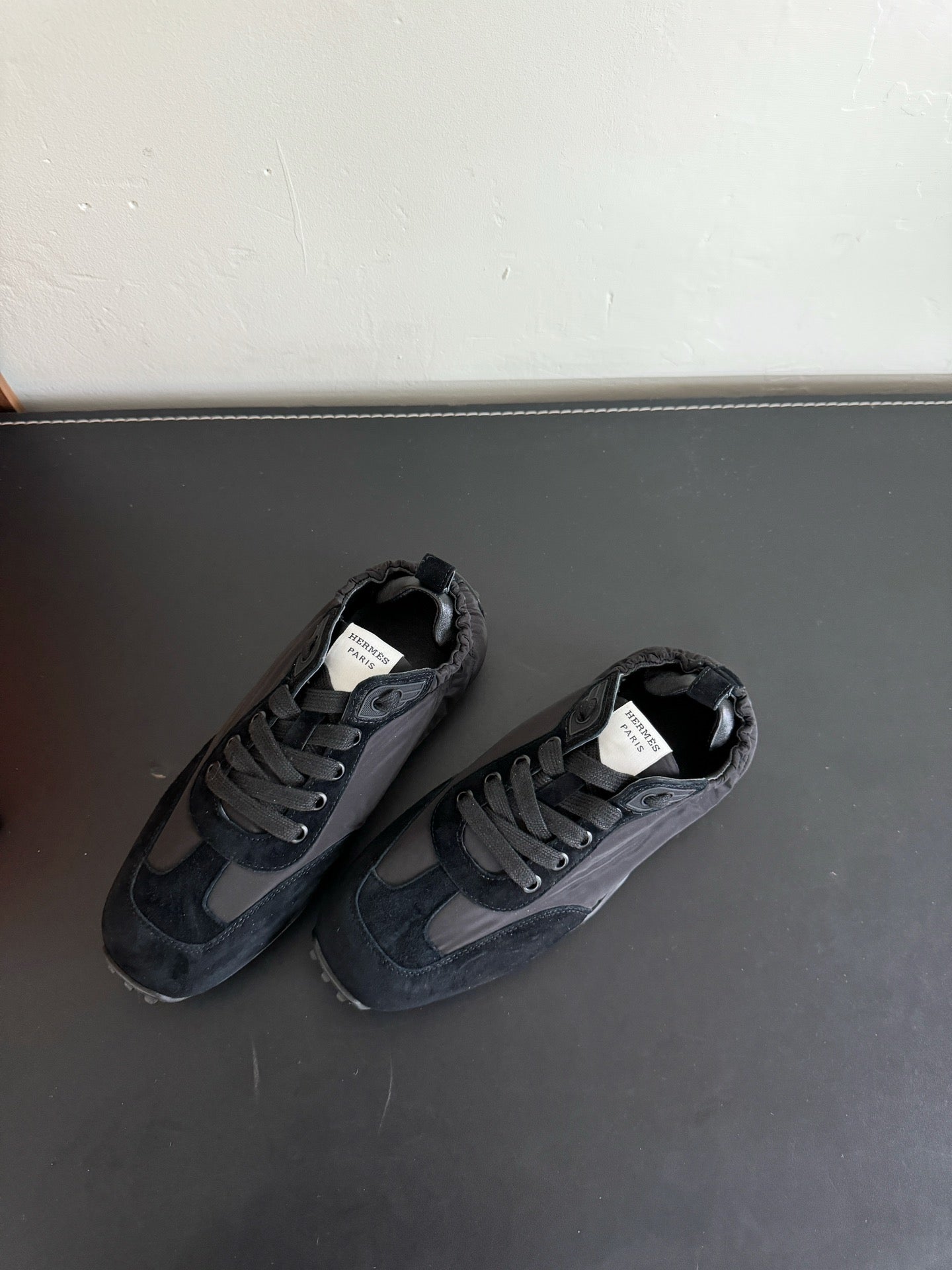 HERMES SKATEBOARD SHOES BLACK SUEDE