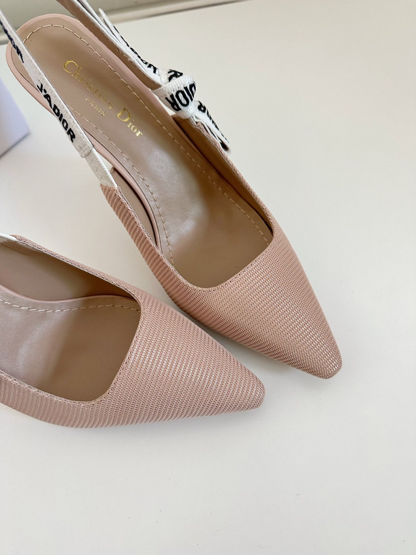 DIOR J'A SLINGBACK PUMP NUDE PINK TECHNICAL FABRIC 10 CM