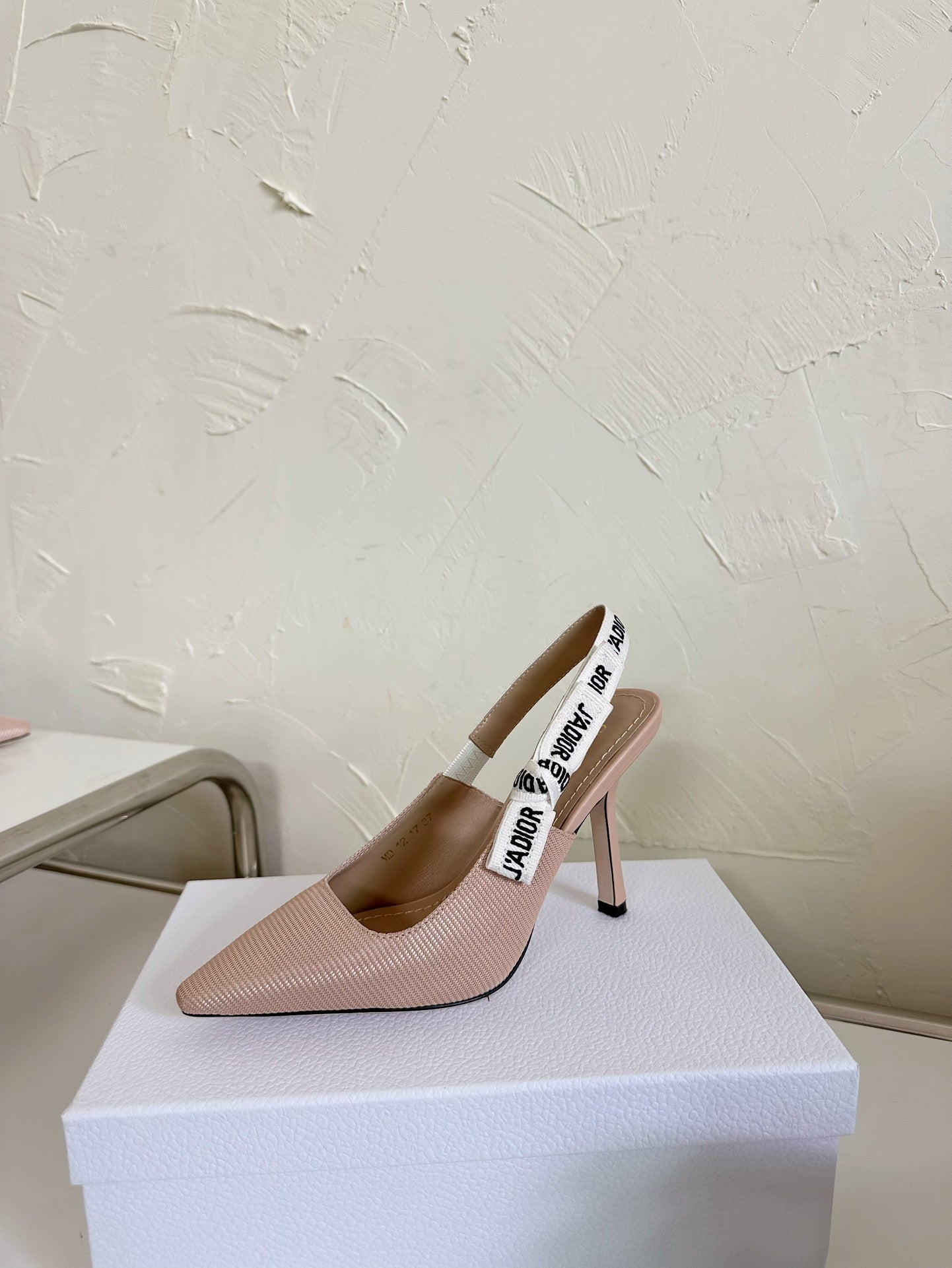 DIOR J'A SLINGBACK PUMP NUDE PINK TECHNICAL FABRIC 10 CM