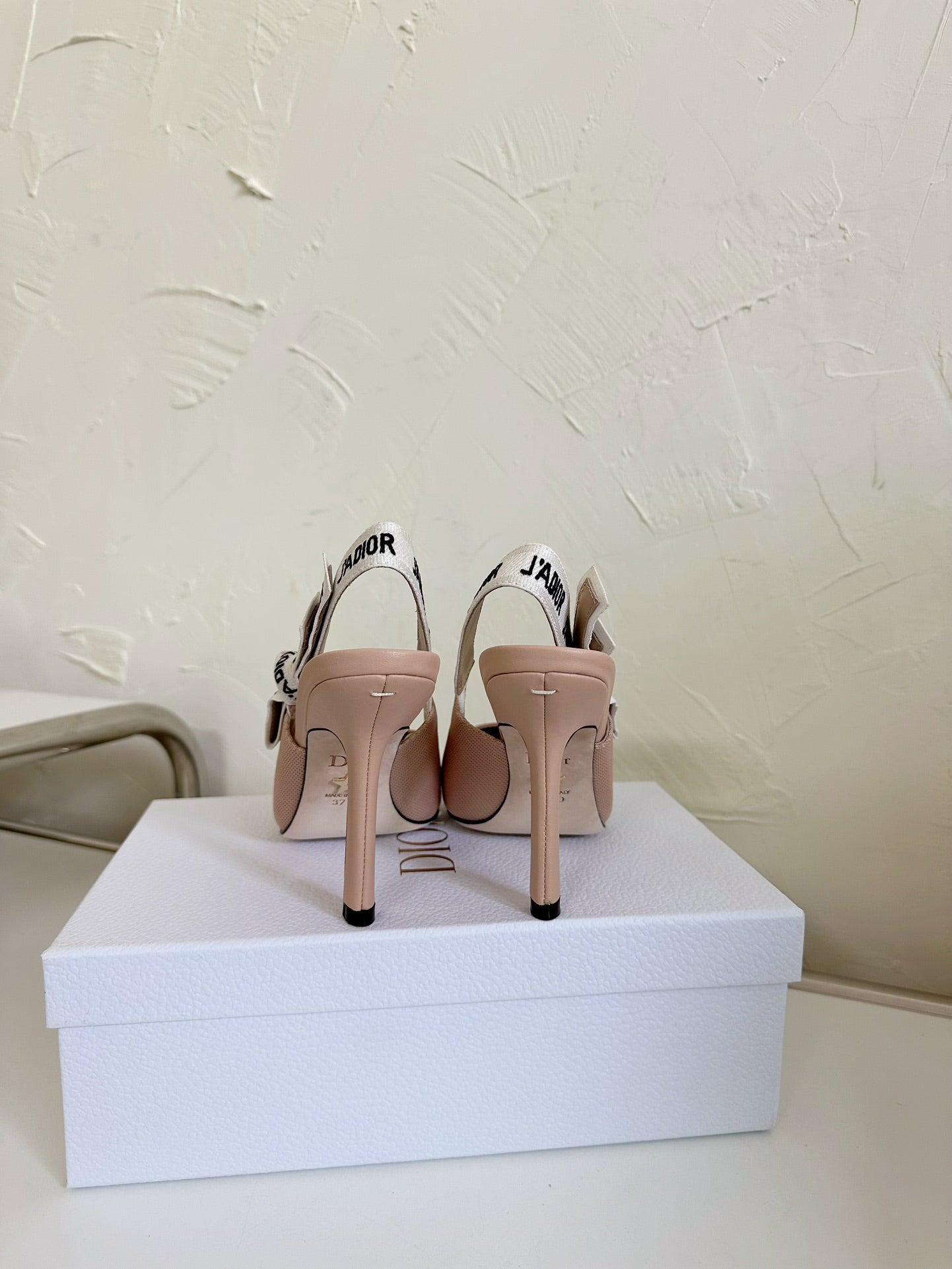 DIOR J'A SLINGBACK PUMP NUDE PINK TECHNICAL FABRIC 10 CM