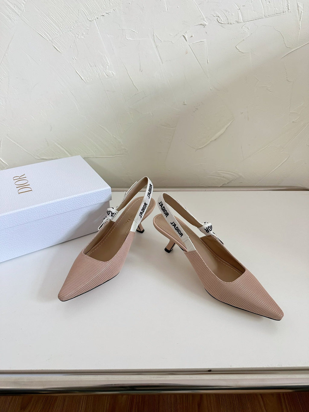 DIOR J'A SLINGBACK PUMP NUDE PINK TECHNICAL FABRIC 65 MM