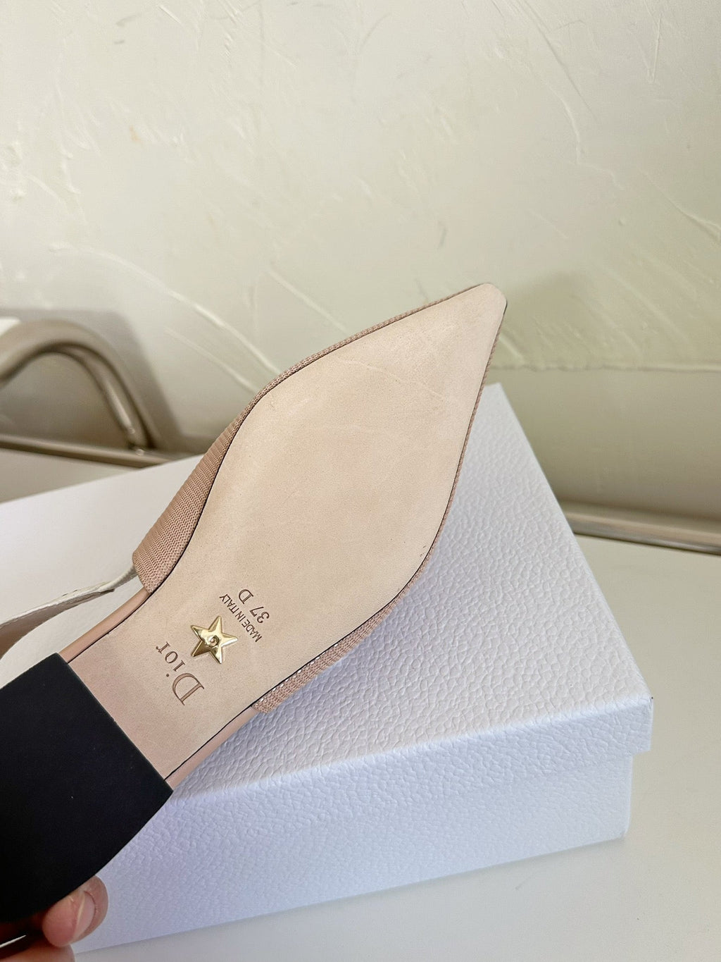 DIOR J'A SLINGBACK FLAT NUDE PINK TECHNICAL FABRIC