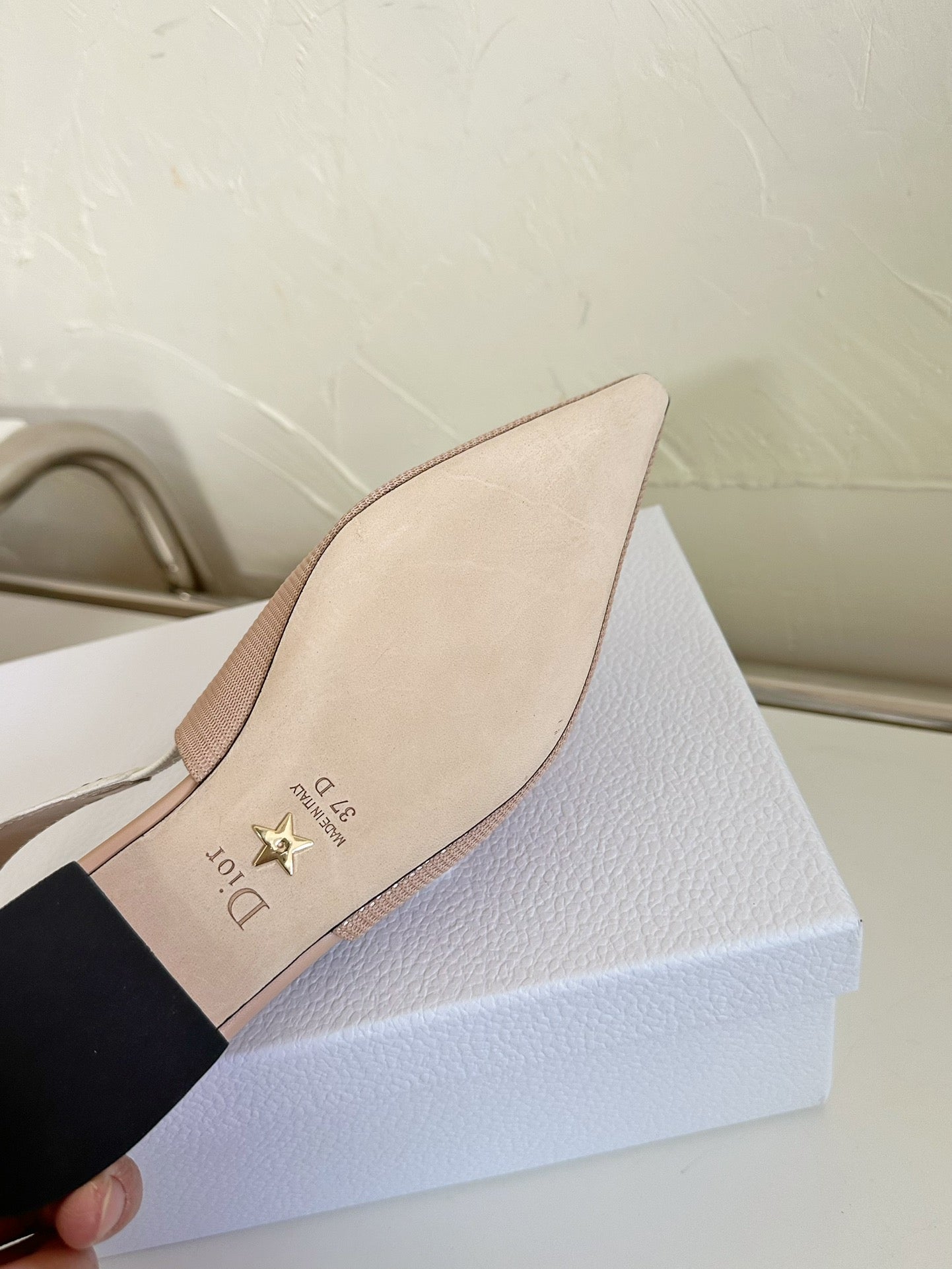 DIOR J'A SLINGBACK FLAT NUDE PINK TECHNICAL FABRIC