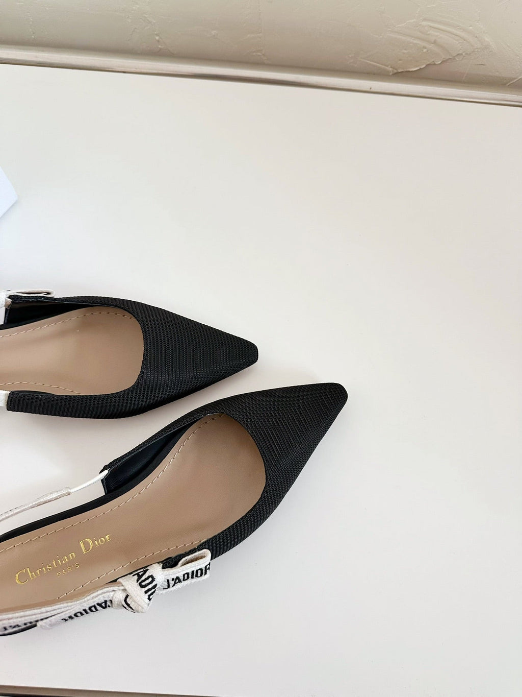 DIOR J'A SLINGBACK FLAT BLACK TECHNICAL FABRIC