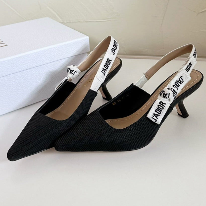 DIOR J'A SLINGBACK PUMP BLACK TECHNICAL FABRIC 65 MM