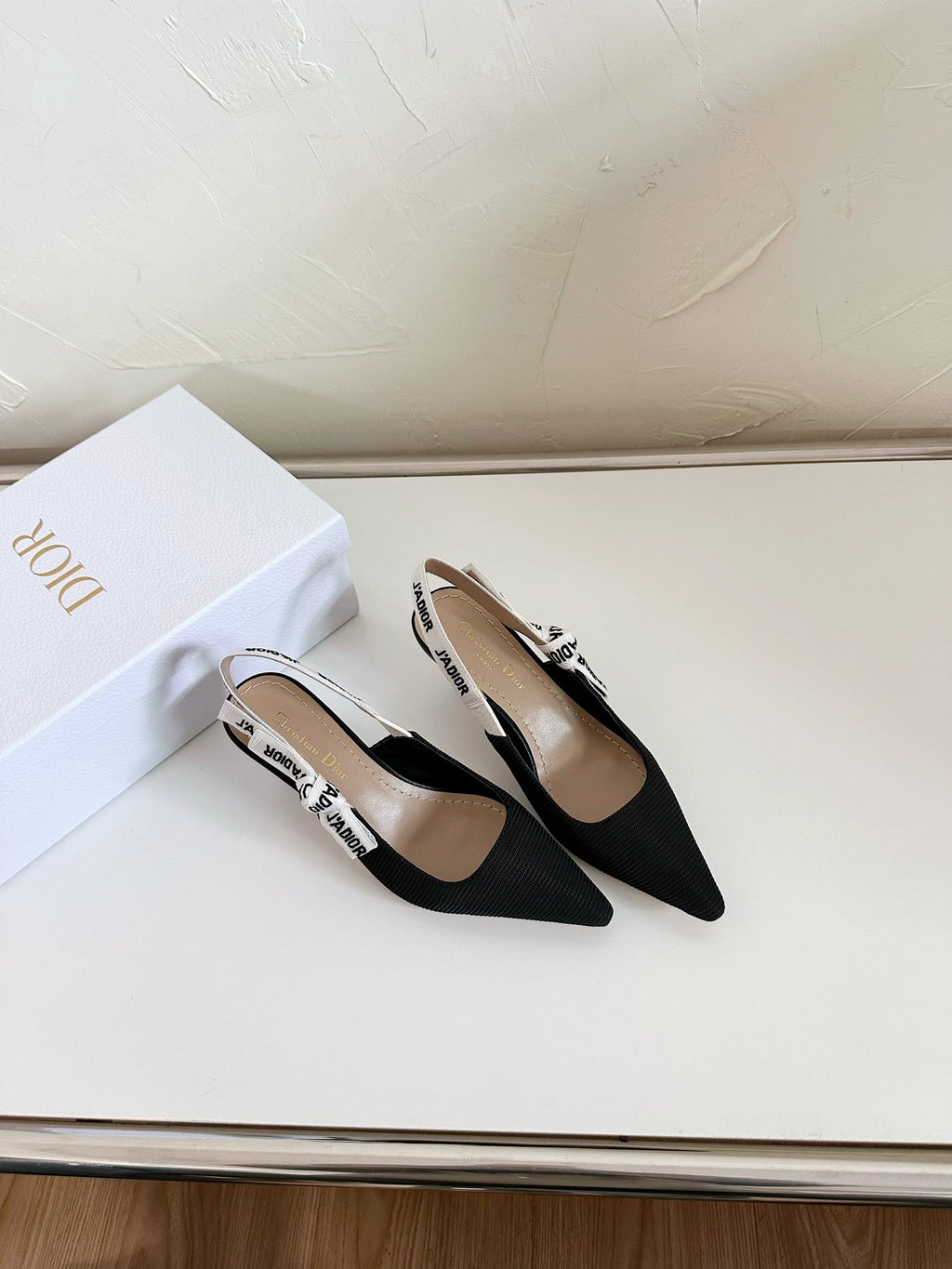 DIOR J'A SLINGBACK PUMP BLACK TECHNICAL FABRIC 65 MM
