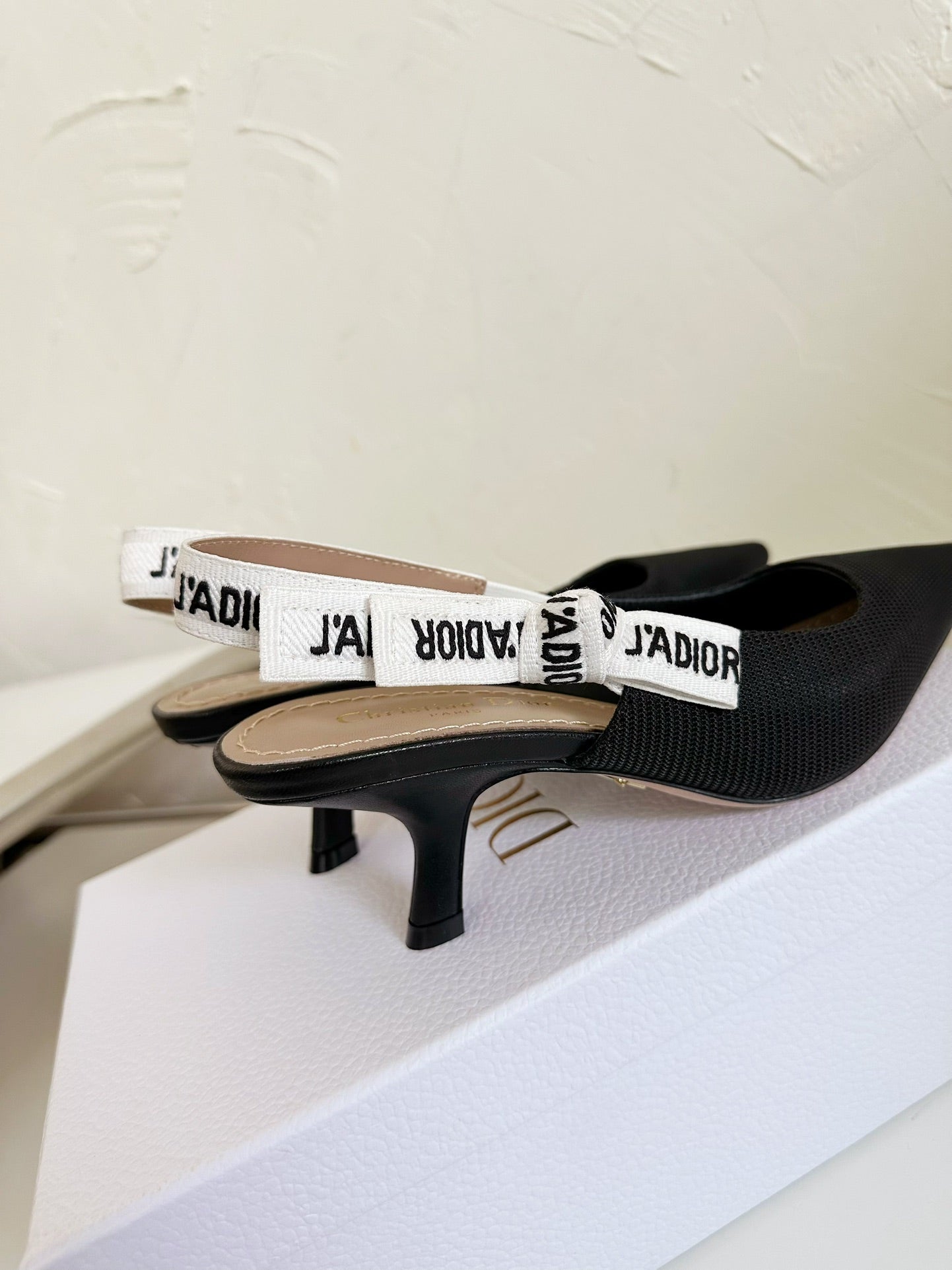 DIOR J'A SLINGBACK PUMP BLACK TECHNICAL FABRIC 65 MM