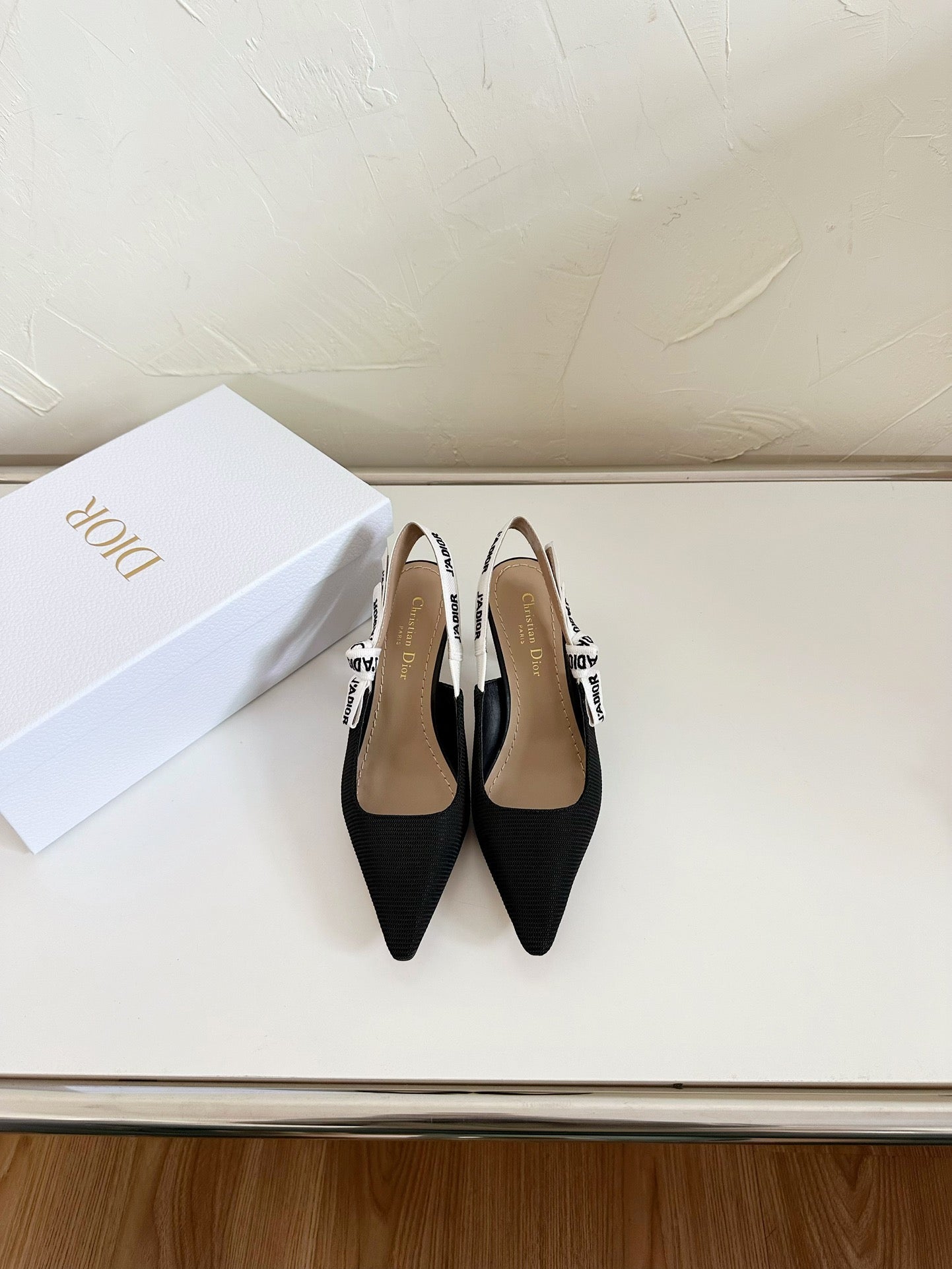 DIOR J'A SLINGBACK PUMP BLACK TECHNICAL FABRIC 65 MM