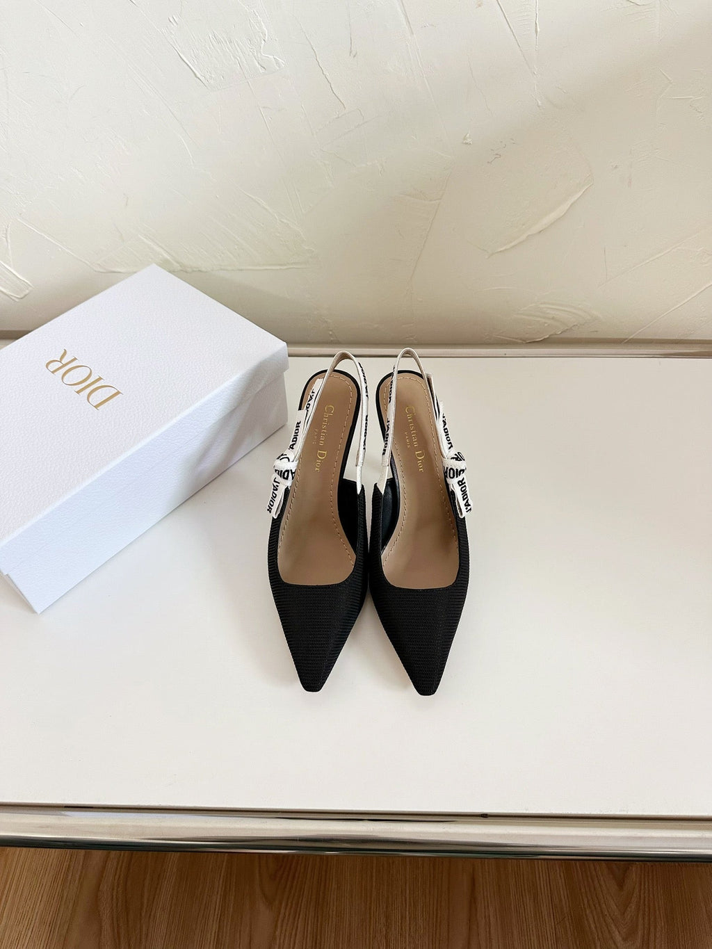 DIOR J'A SLINGBACK PUMP BLACK TECHNICAL FABRIC 10 CM