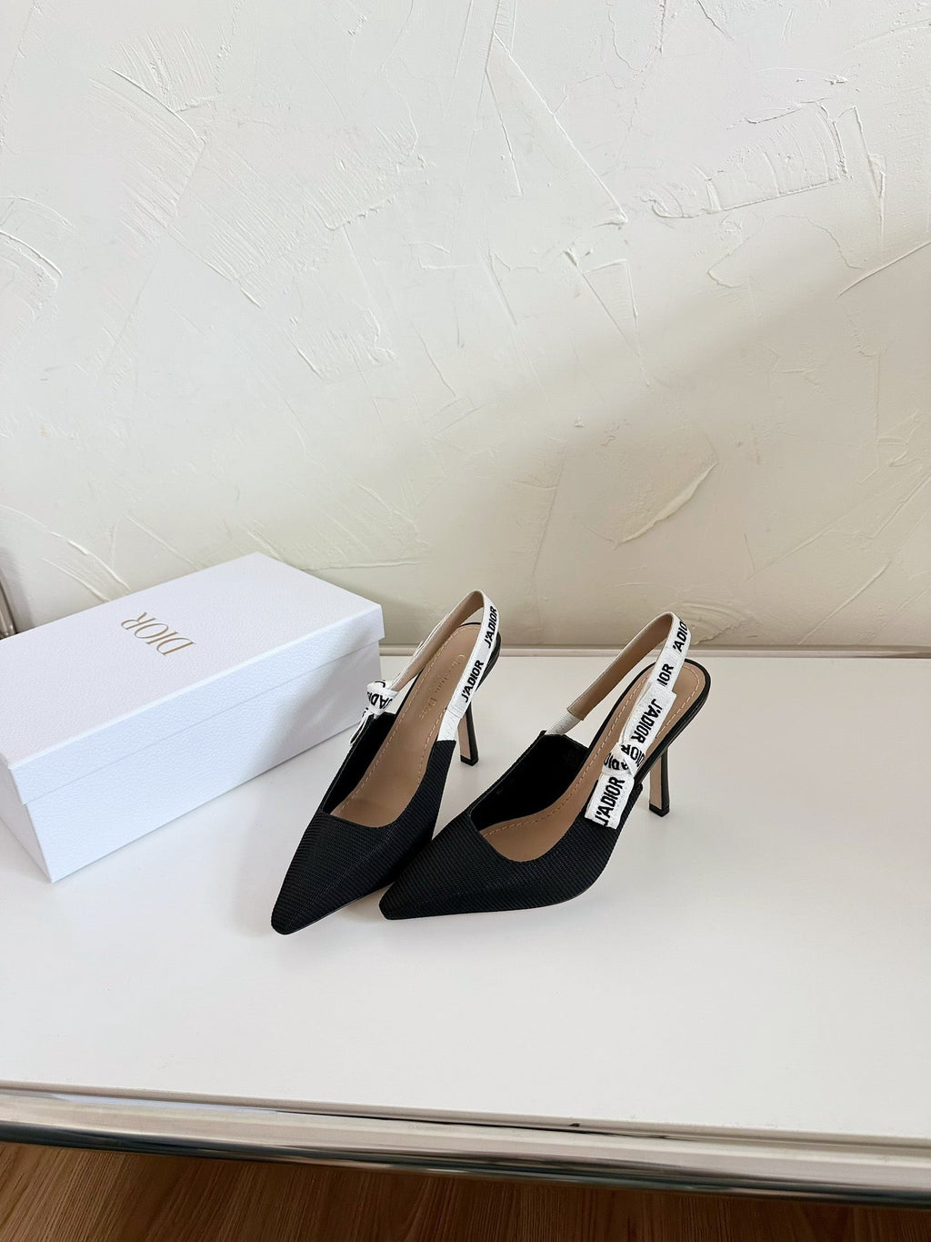 DIOR J'A SLINGBACK PUMP BLACK TECHNICAL FABRIC 10 CM