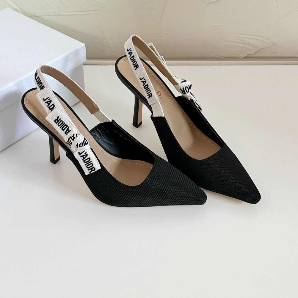 DIOR J'A SLINGBACK PUMP BLACK TECHNICAL FABRIC 10 CM