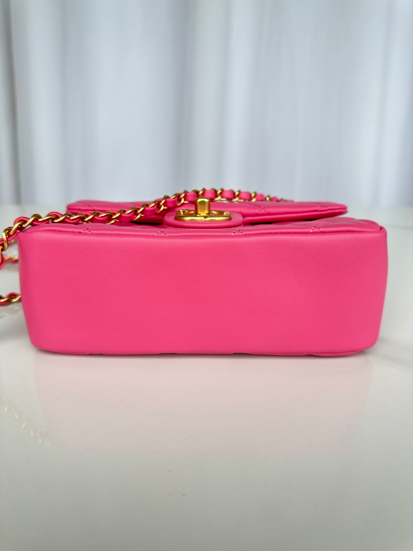 CHANEL SMALL 20 FLAP BAG IN DEEP PINK CALFSKIN