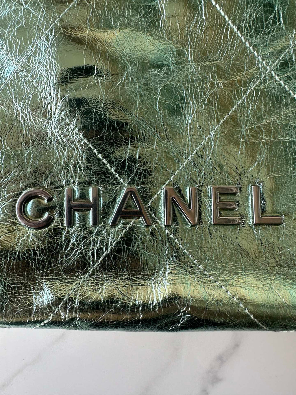 CHANEL MINI 20 BAG IN SEA GREEN METALLIC LAMBSKIN