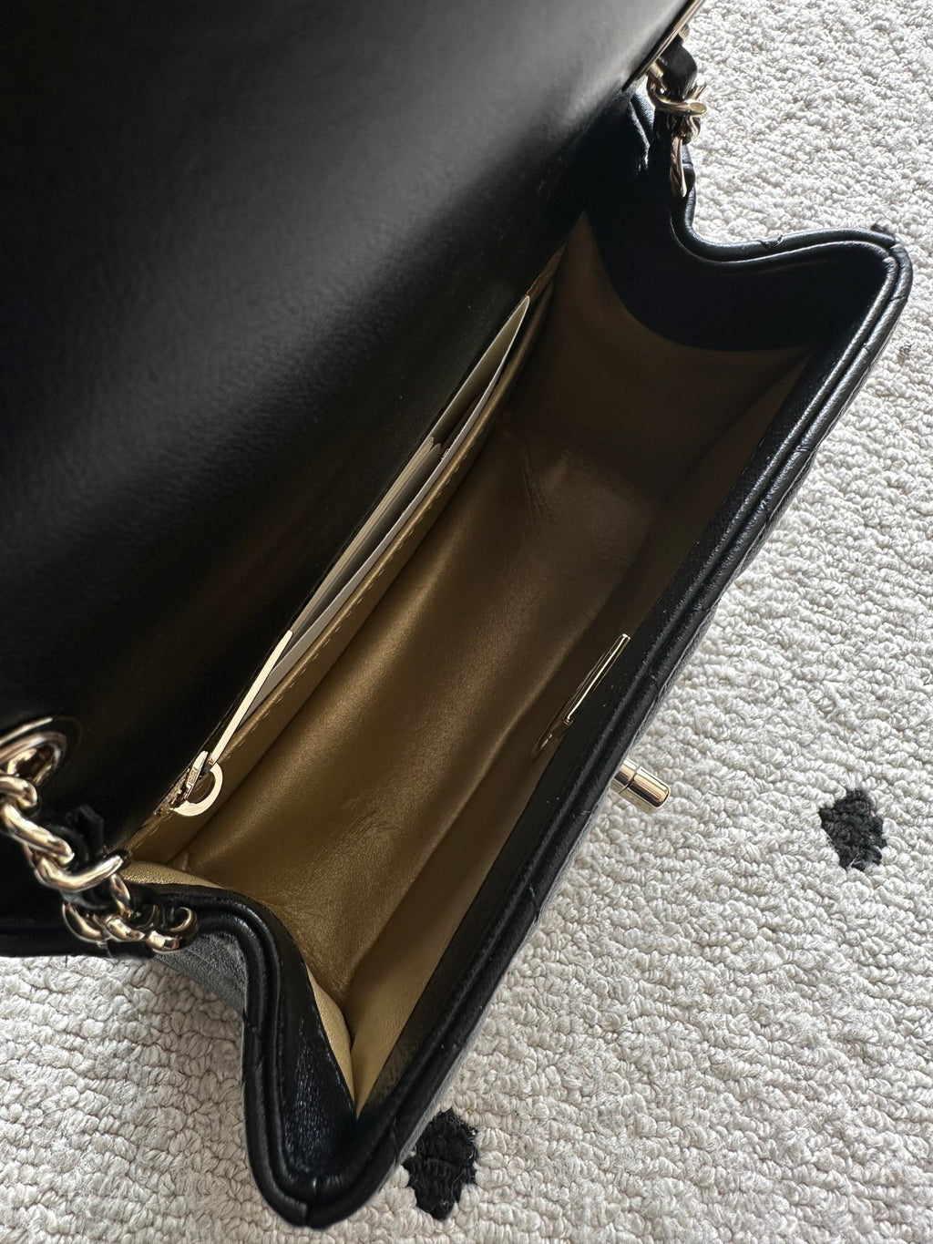 CHANEL 25S CLASSIC FLAP BAG MINI 18 IN BLACK LAMBSKIN WITH GOLD HARDWARE