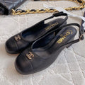 CHANEL SLINGBACKS 45 IN BLACK SHEEPSKIN