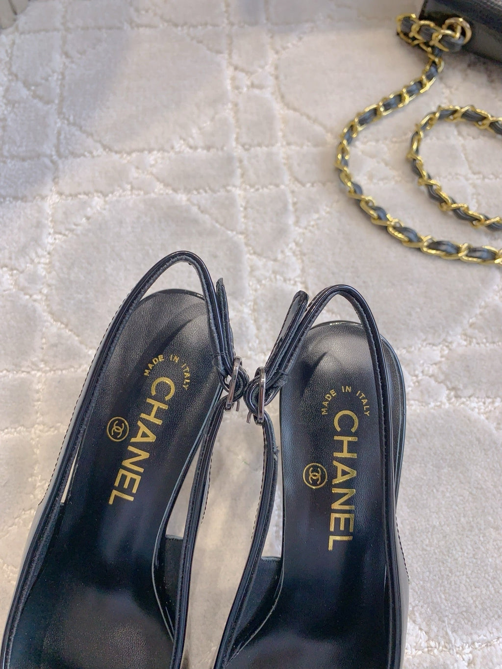 CHANEL HIGH SLINGBACKS 65 MM IN BLACK PATENT CALFSKIN