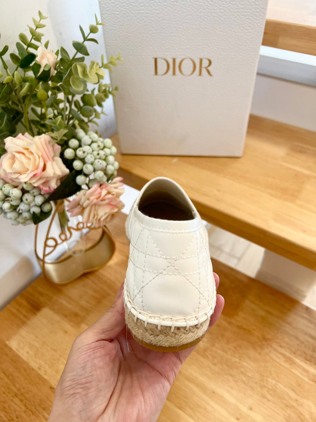 DIOR GRANVILLE ESPADRILLE WHITE QUILTED CANNAGE CALFSKIN