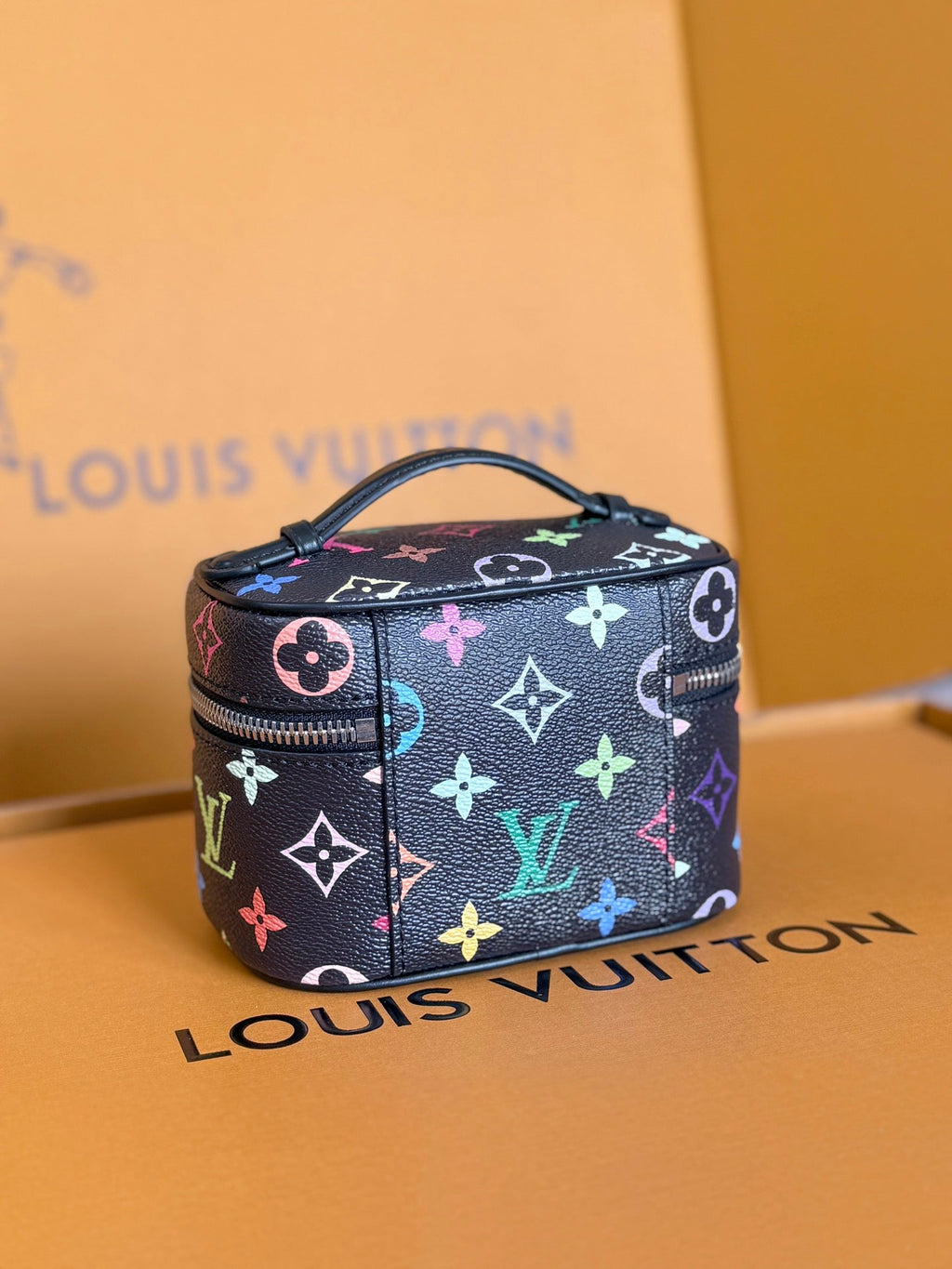 LOUIS VUITTON NICE NANO 14 IN COLORFUL MONOGRAM CANVAS SILVER ZIPPER