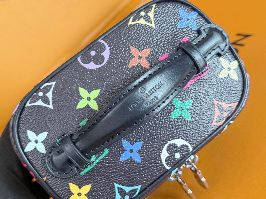 LOUIS VUITTON NICE NANO 14 IN COLORFUL MONOGRAM CANVAS SILVER ZIPPER
