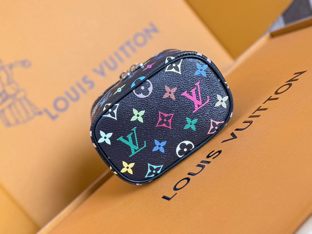 LOUIS VUITTON NICE NANO 14 IN COLORFUL MONOGRAM CANVAS SILVER ZIPPER