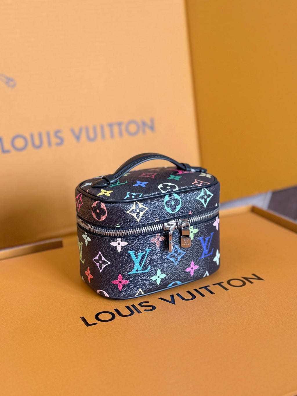 LOUIS VUITTON NICE NANO 14 IN COLORFUL MONOGRAM CANVAS SILVER ZIPPER