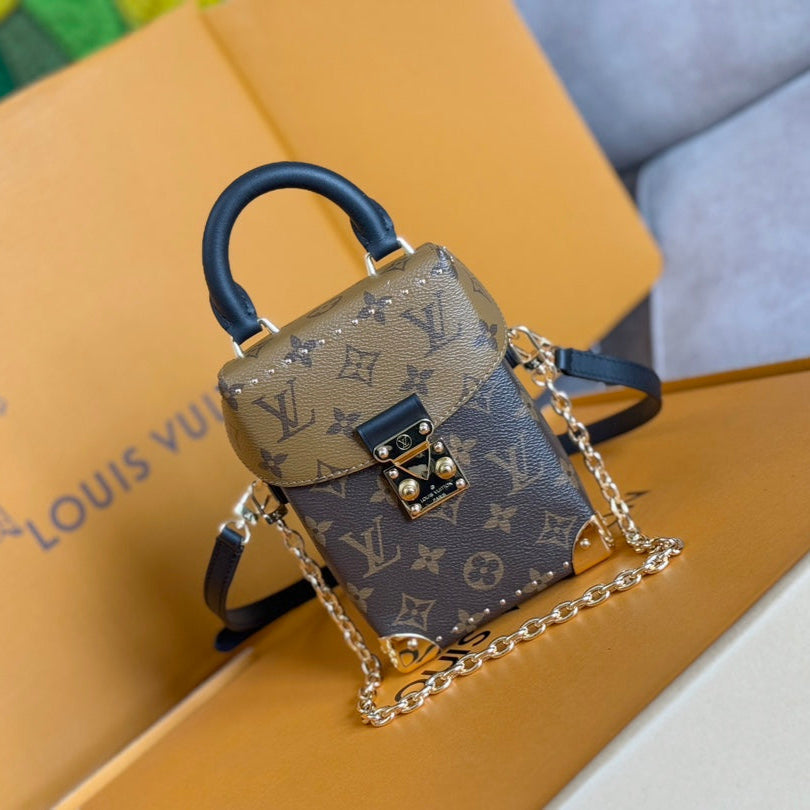 LOUIS VUITTON LV 25S CAMERA BOX BAG 18 IN BROWN MONOGRAM CALFSKIN GOLD HARDWARE
