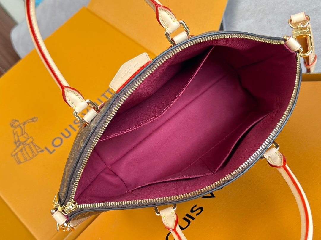 LOUIS VUITTON LV 25S BOÉTIE TOTE 25 IN BROWN MONOGRAM COATED CANVAS AND CALFSKIN GOLD HARDWARE