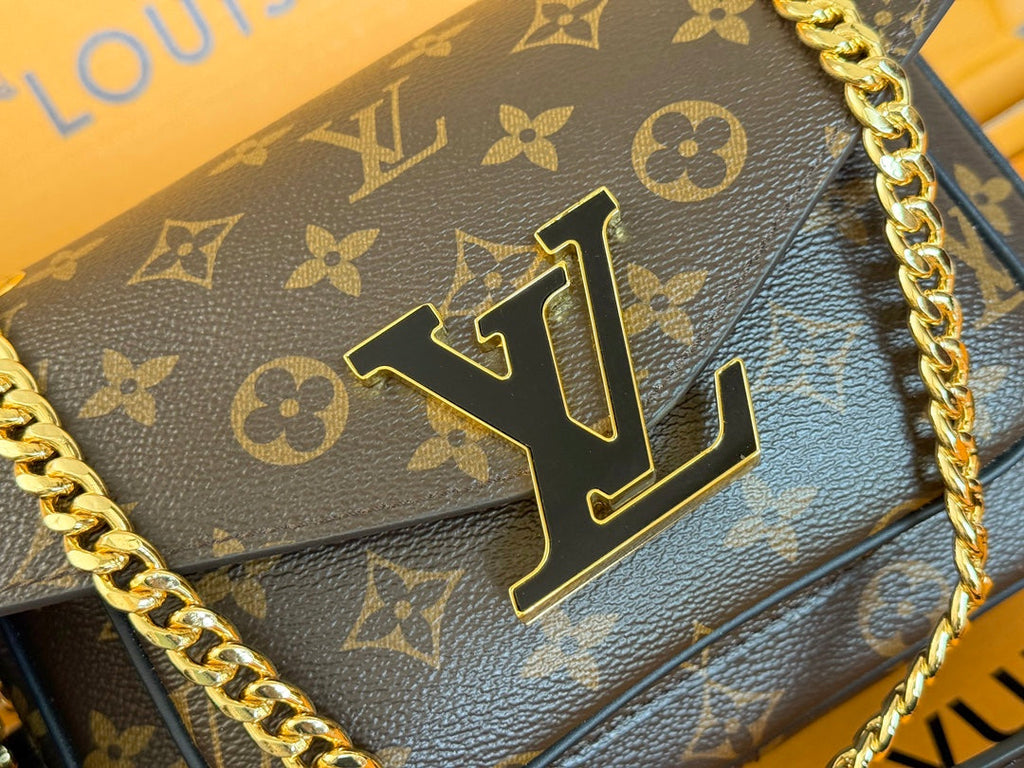 LOUIS VUITTON LV 25S CHAIN BAG 24 IN BROWN MONOGRAM CANVAS GOLD HARDWARE