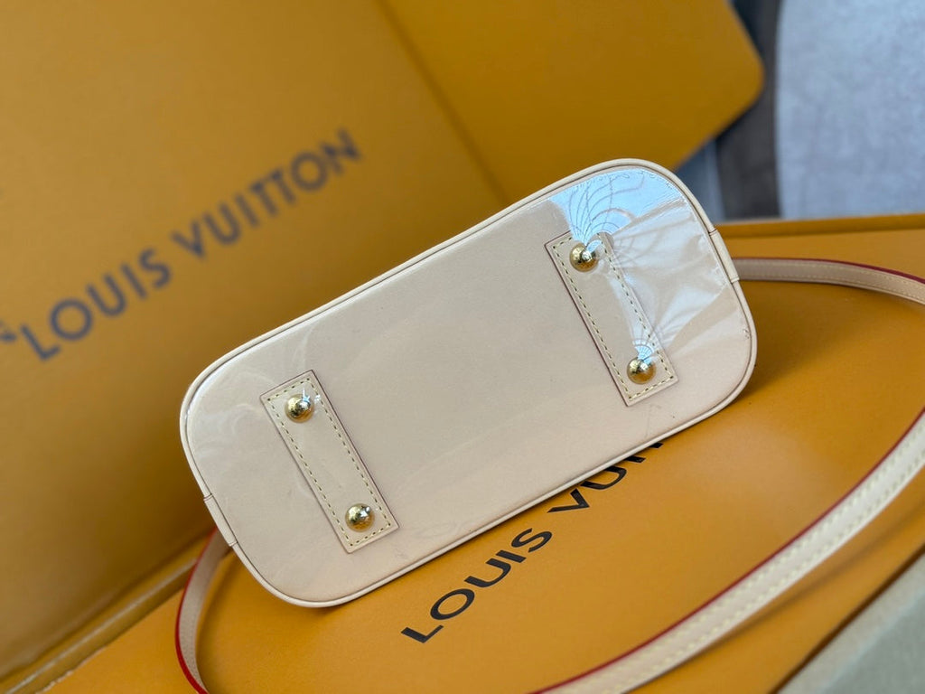 LOUIS VUITTON LV 25S ALMA BB 23 IN WHITE CANVAS MONOGRAM CHERRY PRINT GOLD HARDWARE