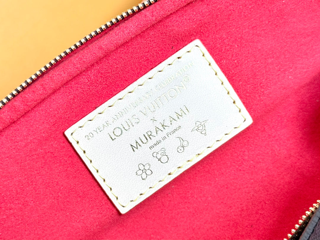 LOUIS VUITTON LV 25S MINI BUMBAG 17 IN BROWN CANVAS MONOGRAM CHERRY PRINT GOLD HARDWARE