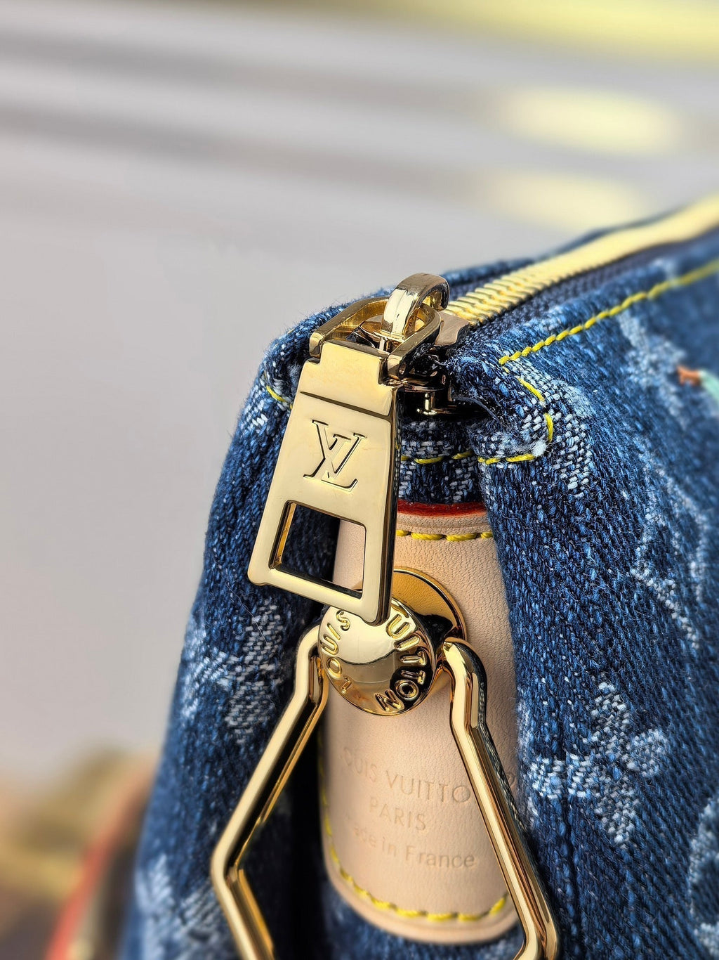 LOUIS VUITTON LV 25S COUSSIN BAG 26 IN DARK BLUE DENIM MONOGRAM CHERRY GOLD HARDWARE