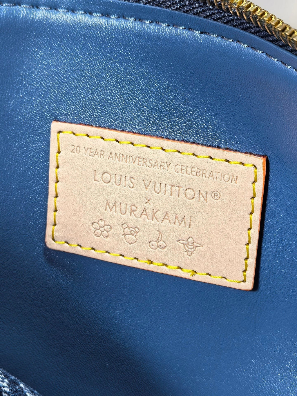 LOUIS VUITTON LV 25S COUSSIN BAG 26 IN DARK BLUE DENIM MONOGRAM CHERRY GOLD HARDWARE