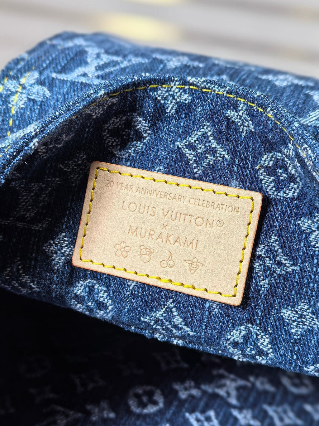 LOUIS VUITTON LV 25S VENICE BACKPACK 26 IN BLUE DENIM MONOGRAM CHERRY GOLD HARDWARE